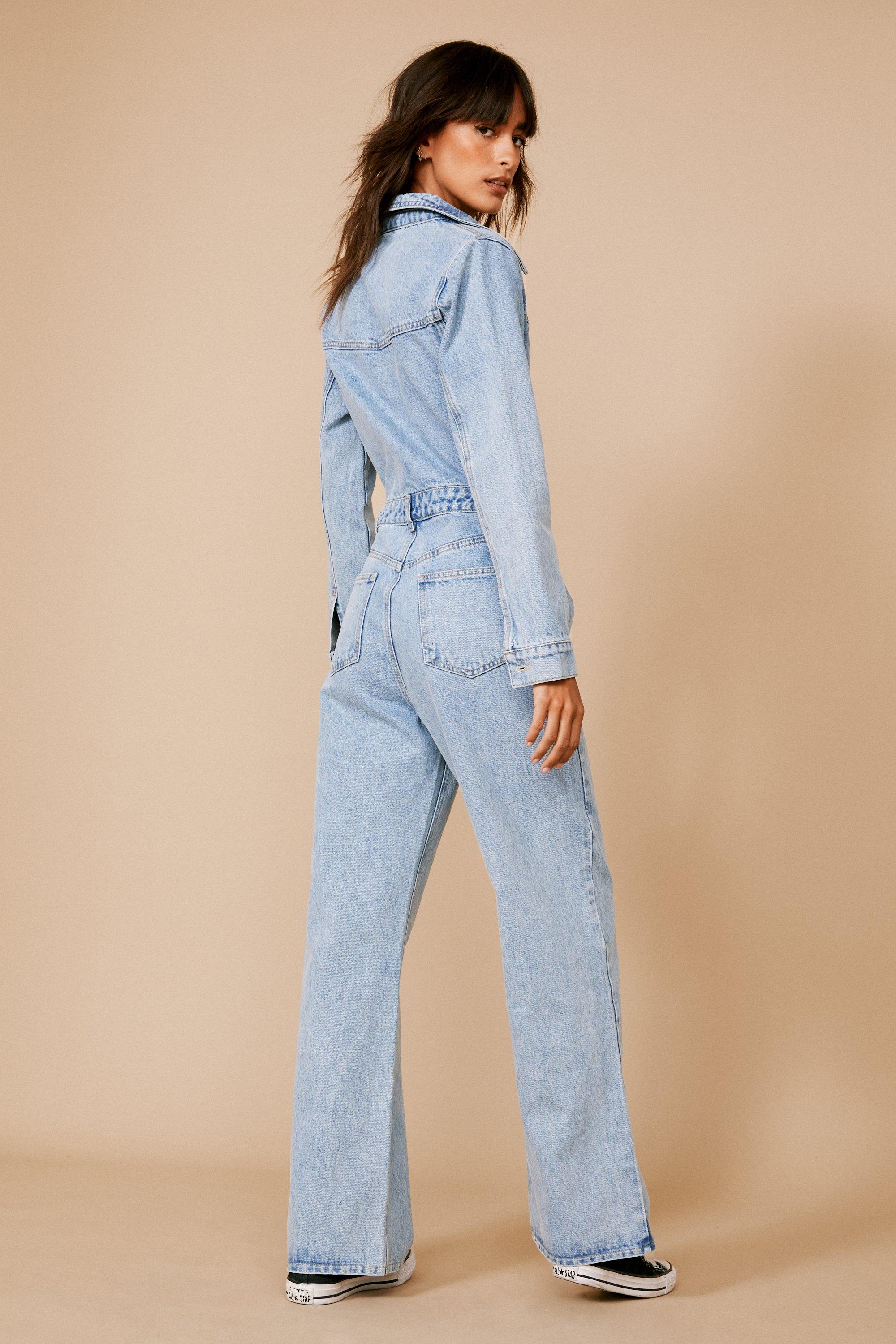 Wide leg boiler store suit